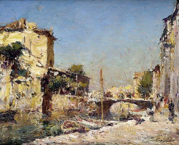 Vue De Martigues Oil Painting by Julien Gustave Gagliardini