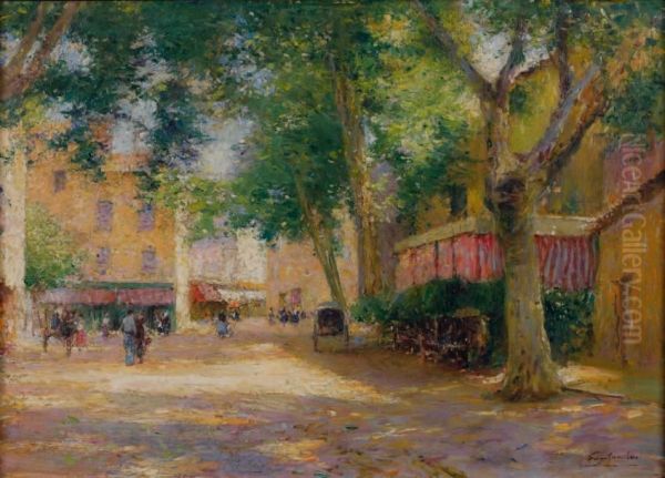 La Place Huile Sur Toile Oil Painting by Julien Gustave Gagliardini