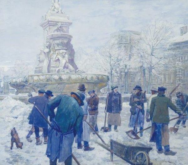 Temps De Neige Oil Painting by Franz Bernard Gailliard