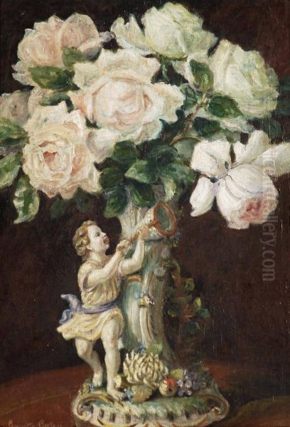 Mazzo Di Fiori Con Putto Oil Painting by A. Gainotti