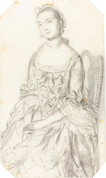 Study Of A Lady Seated, Holding A Letter Oil Painting by Thomas Gainsborough