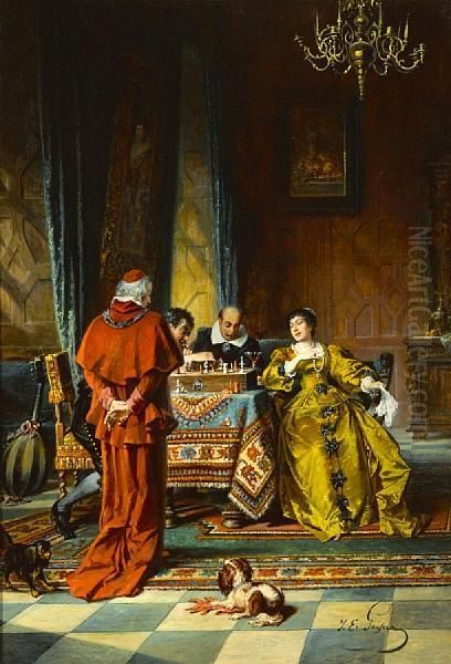 The Chess Game Oil Painting by Jacob Emmanuel Gaisser