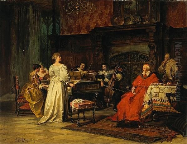 The Concert Oil Painting by Jacob Emmanuel Gaisser