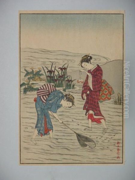 Scenes De Jeunes Femmes Oil Painting by Harunobu Gakutei