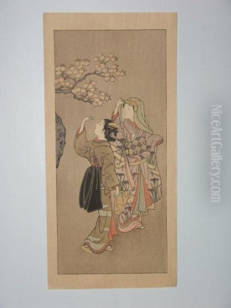 Femmes Et Animaux Oil Painting by Harunobu Gakutei