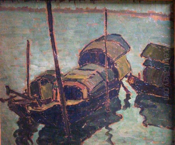 Les Sampans Oil Painting by Jules Galand