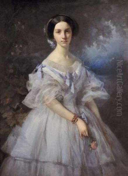 Portrait De Madame Camille D'hubert, Nee De Granval, Nee De La Houssaye. Oil Painting by Alphonse-Louis Galbrund