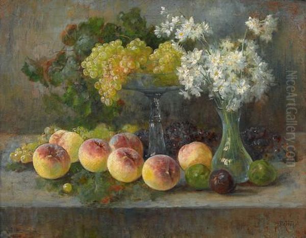 Stillleben Mit Fruchten Und Blumenstrauss Oil Painting by Gioachimo Galbusera