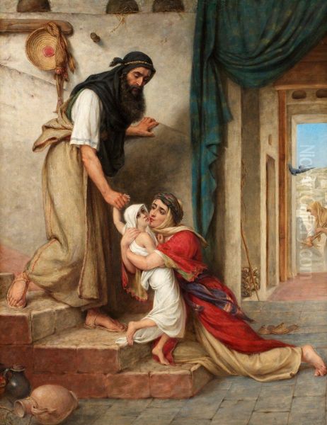 Elijah And The Widow's Son Oil Painting by William Gale