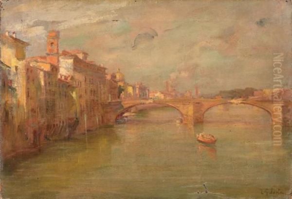 Ponte Santa Trinita A Firenze Oil Painting by Leopoldo Galeota