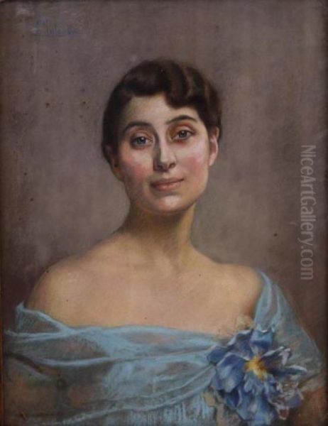 Ritratto Della Marchesa Di Ganzaria. Oil Painting by Leopoldo Galeota