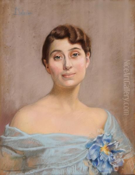 Ritratto Della Marchesa Di Ganzaria Oil Painting by Leopoldo Galeota