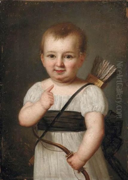 Ritratto Di Bambino Come Cupido Oil Painting by Galinotti Giovanni Il Giovane