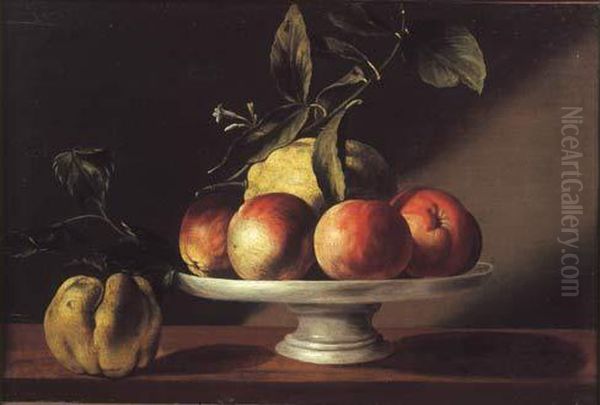 Nature Morte Au Plat De Fruits Pose Sur Un Entablement Oil Painting by Galizia Fede