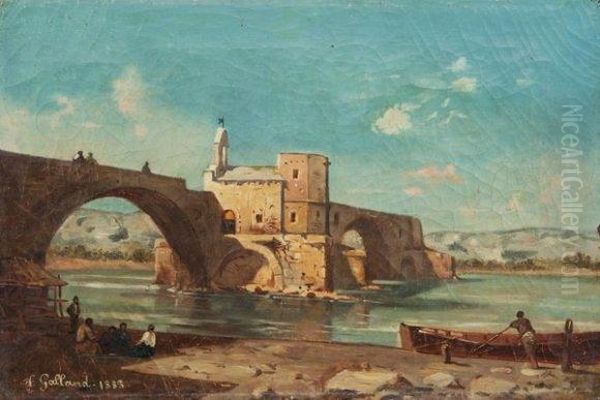 Le Pont D'avignon Oil Painting by F. Galland