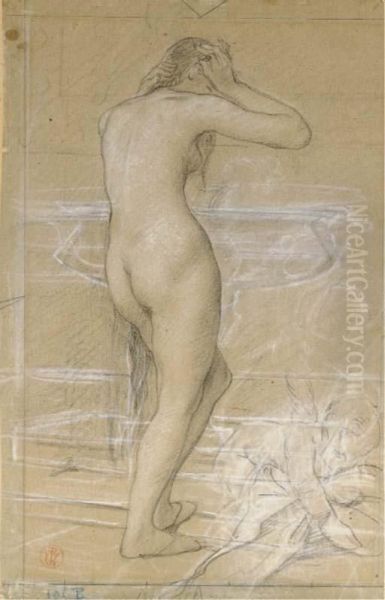 Venus A Sa Toilette Devant Une Vasque Oil Painting by Pierre Victor Galland