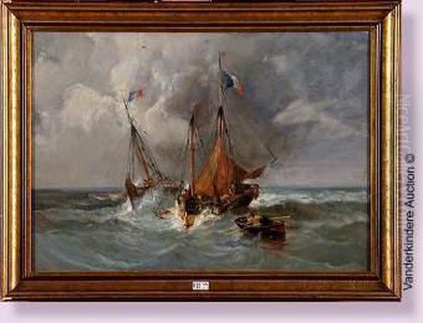 Marine Sous Un Ciel D'orage Oil Painting by Paul Ch. Emmanuel Gallard-Lepinay