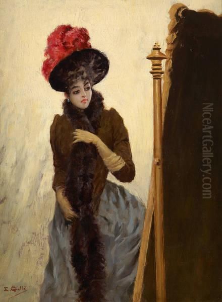 Dame Au Miroir Oil Painting by Emile Galle