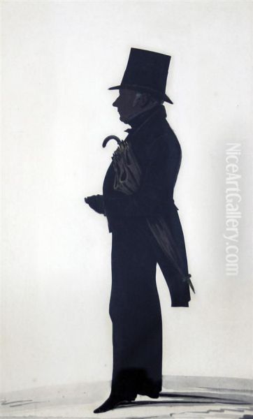 Silhouette Of A Gentleman With An Umbrella Oil Painting by Hubard Gallery