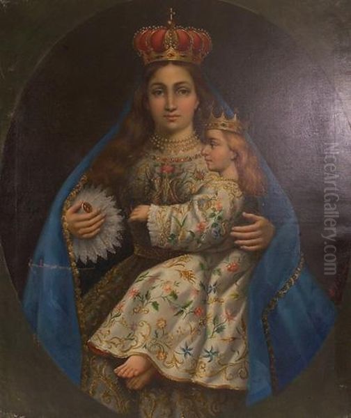 Madonna Col Bambino Oil Painting by Leopoldo Galli