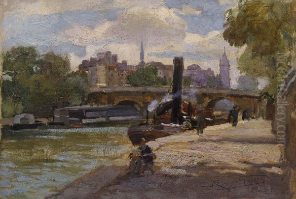 Parigi, Sulla Senna Oil Painting by Riccardo Galli