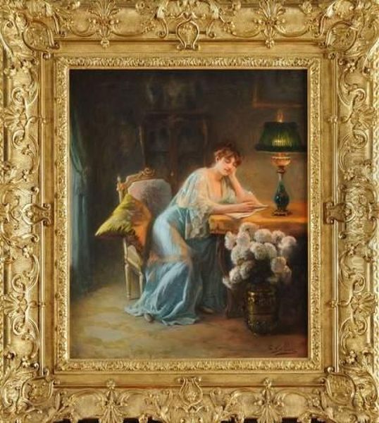 La Lecture Du Soir Oil Painting by Louis Galliac