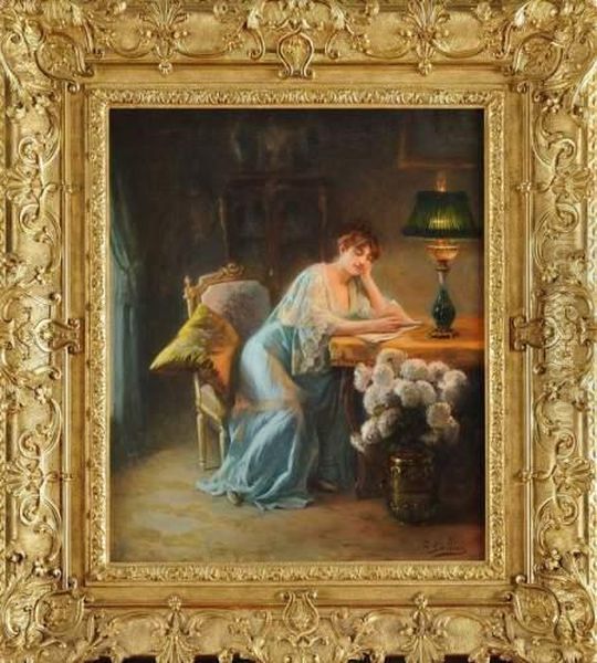 La Lecture Du Soir Oil Painting by Louis Galliac