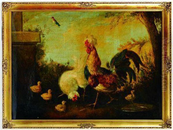 Gallo Con Gallina Y Pollos Oil Painting by Gallo Gallina