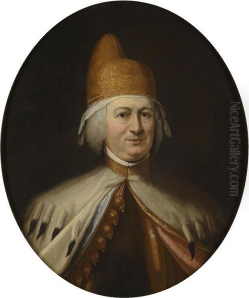 Portrait Of Doge Paolo Renier (1710-1789) Oil Painting by Lodovico Gallina