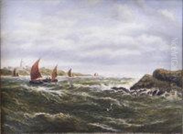 Fishing Boats Off St. Agnes, Scilly Oil Painting by Robert Gallon