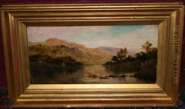 Hilly Lakeland Scene Oil Painting by Robert Gallon