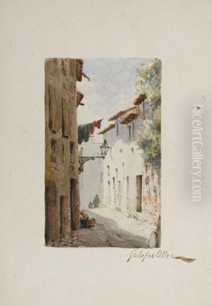 Calle De Pueblo Oil Painting by Francisco Galofre Oller