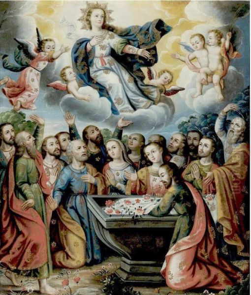 The Assumption Of The Virgin Oil Painting by Gregorio Gamarra