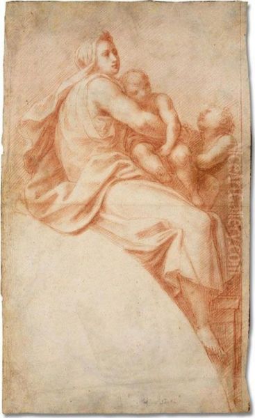 Design For The Decoration Of A Spandrel: Charity Oil Painting by Lattanzio Gambara