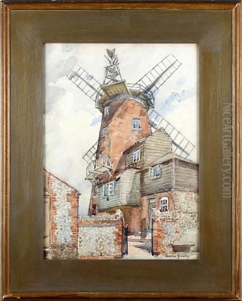 Windmill, Clay-near-the Sea Oil Painting by Andrew Archer Gamley