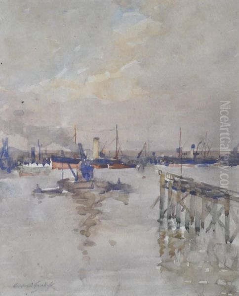 Granton Harbour Oil Painting by Andrew Archer Gamley