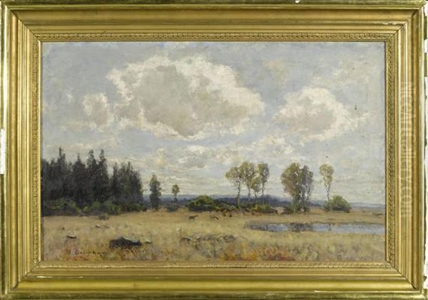 Landscape With Roe Deer Oil Painting by Otto Gampert