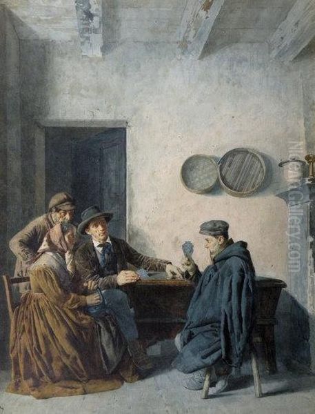 The Card Game Oil Painting by Giacomo Gandi