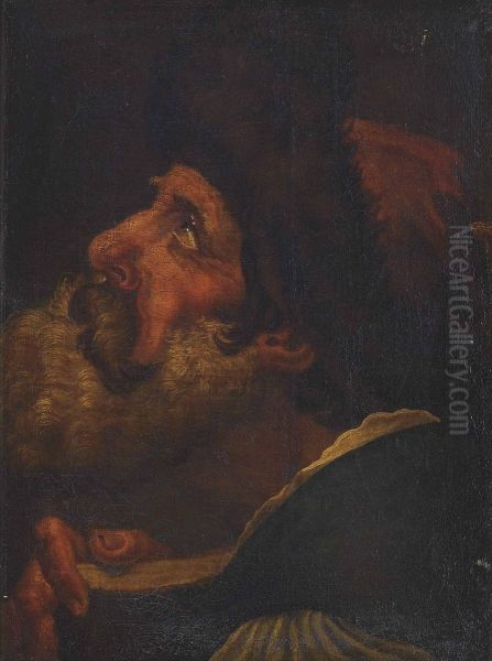 Study Of A Bearded Man Holding A Book Oil Painting by Gaetano Gandolfi