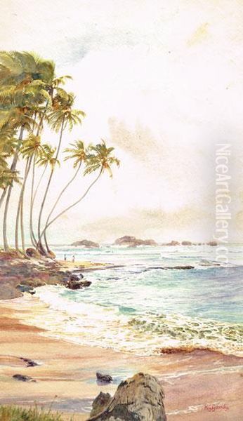 Coast Near Ambalongoda, Ceylon (sri Lanka) Oil Painting by Henry George Gandy