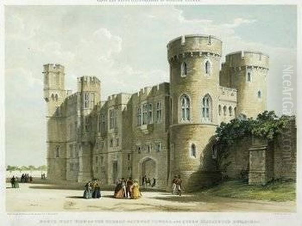 And Benjamin Baud. [architectural Illustrations Of Windsor Castle] Oil Painting by Michael Gandy