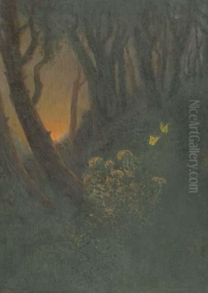 Yellow Butterflies Oil Painting by Jamini Prokash Gangooly