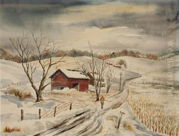 Winter In Iowa Oil Painting by Emil Ganso