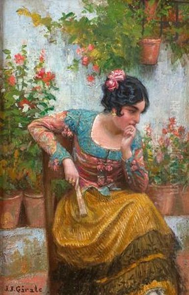 Andaluza Oil Painting by Juan Jose Garate Y Clavero