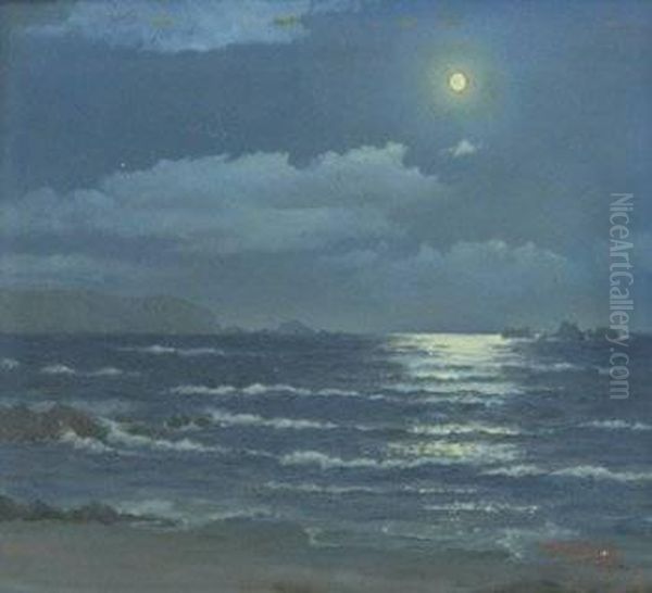 G. Costas De Chile. Pichilemu. Luna Llena Oil Painting by Horacio Garcia