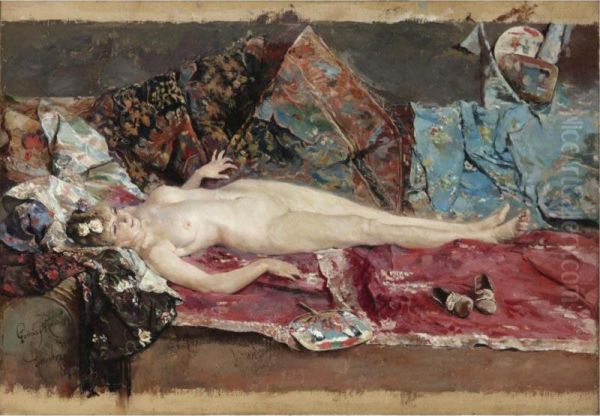 Reclining Nude Oil Painting by Jose Garcia Ramos