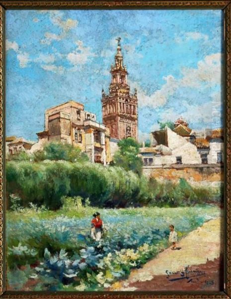 Barrio De Santa Cruz. Huerta Del Retiro Oil Painting by Manuel Garcia y Rodriguez