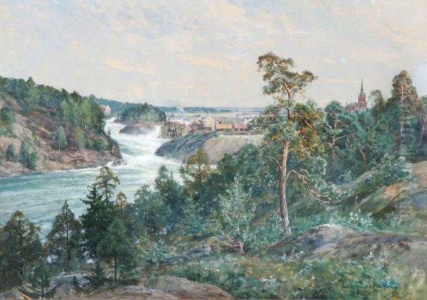 Vy Over Trollhattan Oil Painting by Anna Gardell-Ericson