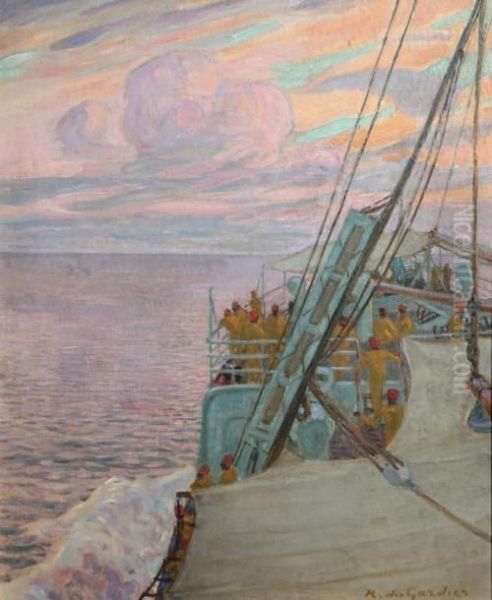 A L'heure Du Soleil Couchant (oceanindien) Oil Painting by Du Raoul Gardier