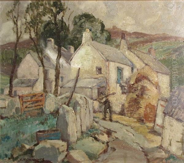 Farm At Boswarthen, Penzance, Cornwall Oil Painting by Stanley Horace Gardiner